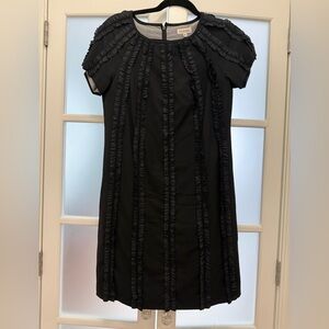 GENERRA Elegant Black Ruffle Midi Dress